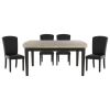 Dark Espresso Finish 5pc Dining Set Genuine Marble Top Table and 4 Chairs Faux Leather Upholstery Dining Kitchen Set Wooden Furniture