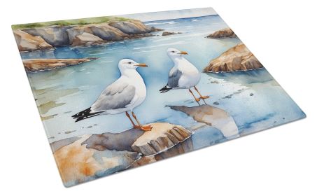 Gulls Scavenging Glass Cutting Board Decorative Tempered Glass Kitchen Cutting and Serving Board Large Size Chopping Board
