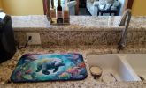 Manatee in a Dreamscape Dish Drying Mat Absorbent Dish Drying Mat Pad for Kitchen Counter Dish Drainer Mat for Countertop, 14 x 21", Multicolor