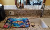 Turtle and Reefs Dish Drying Mat Absorbent Dish Drying Mat Pad for Kitchen Counter Dish Drainer Mat for Countertop, 14 x 21", Multicolor