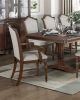 Formal Traditional Dining Set 9pc Table with Extension Leaf and 2 Armchairs 6 Side Chairs Cherry Finish Fabric Upholstery Nailhead Trim Wooden Furnitu