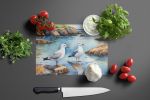 Gulls Scavenging Glass Cutting Board Decorative Tempered Glass Kitchen Cutting and Serving Board Large Size Chopping Board