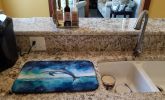 Dolphin in a Starry Sea Dish Drying Mat Absorbent Dish Drying Mat Pad for Kitchen Counter Dish Drainer Mat for Countertop, 14 x 21", Multicolor