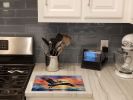 Pelican Fiery Sunset Glass Cutting Board Decorative Tempered Glass Kitchen Cutting and Serving Board Large Size Chopping Board